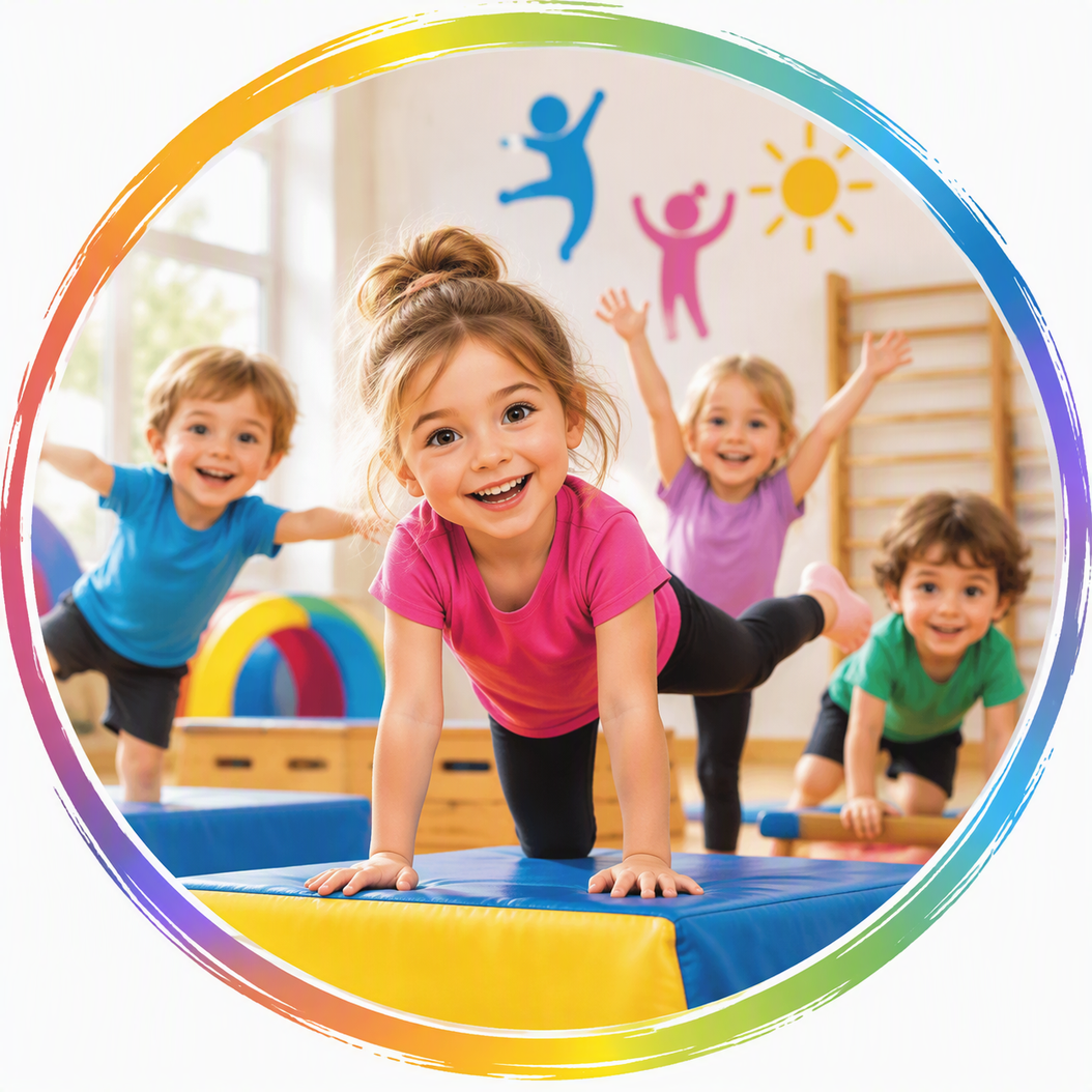 Kinder beim Turnen in der Halle